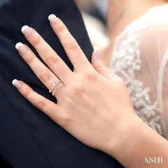 3/8 ctw Diamond Wedding Set with 1/3 ctw Round Cut Engagement Ring and 1/20 ctw Wedding Band in 14K Rose Gold