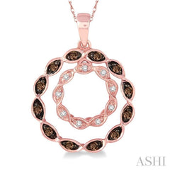 1/8 ctw White and Champagne Brown Diamond Pendant in 14K Rose Gold with Chain