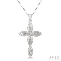 1/50 ctw Round Cut Diamond Infinity Cross Pendant in Sterling Silver with Chain