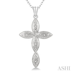 1/50 ctw Round Cut Diamond Infinity Cross Pendant in Sterling Silver with Chain