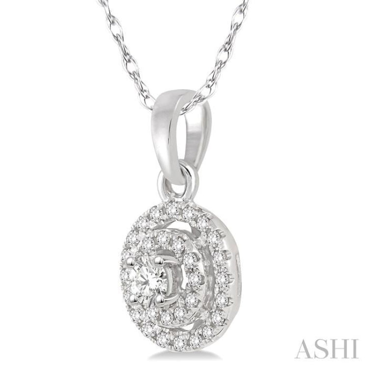 1/5 ctw Round Cut Diamond Fashion Pendant in 14K White Gold with Chain
