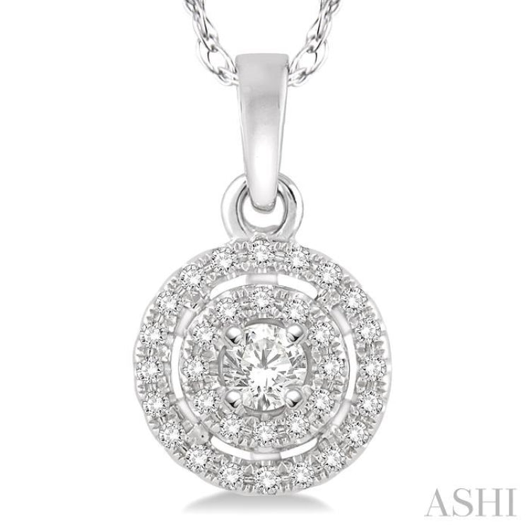 1/5 ctw Round Cut Diamond Fashion Pendant in 14K White Gold with Chain