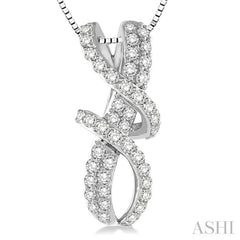 1/2 ctw Round Cut Diamond Pendant in 14K White Gold with Chain