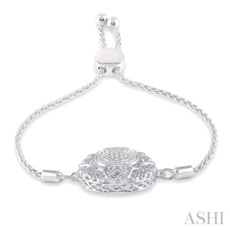 1/20 Ctw Circular Lattice Single Cut Diamond Lariat Bracelet in Sterling Silver