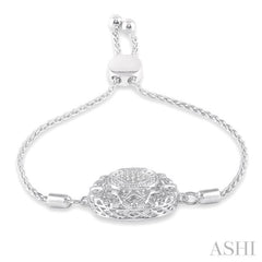 1/20 Ctw Circular Lattice Single Cut Diamond Lariat Bracelet in Sterling Silver