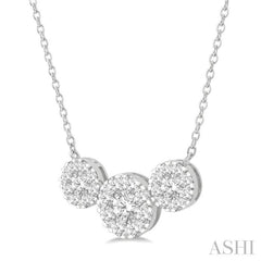 2 ctw 3-Stone Lovebright Round Cut Diamond Necklace in 14K White Gold