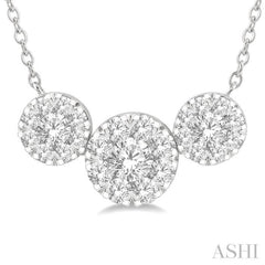 2 ctw 3-Stone Lovebright Round Cut Diamond Necklace in 14K White Gold