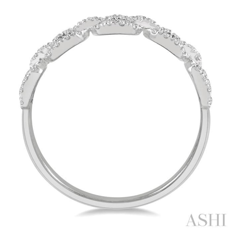 1/4 ctw Box Chain Link Round Cut Diamond Ladies Ring in 14K White Gold