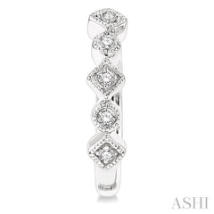 1/10 Ctw Circular & Rhombus Mount Round Cut Diamond Huggie Petite Earrings in 10K White Gold