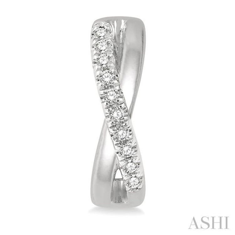 1/10 ctw Split Intersecting Arms Round Cut Diamond Huggie Petite Earrings in 10K White Gold