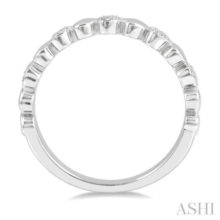 1/20 Ctw Mini Hearts Single Cut Diamond Fashion Band in Sterling Silver
