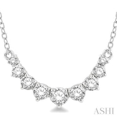 1/2 ctw Graduated Diamond Smile Necklace in 14K White Gold