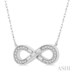 1/5 ctw Infinity Baguette and Round Cut Diamond Necklace in 10K White Gold