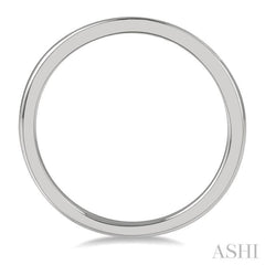 1/10 ctw Arched Channel Round Cut Diamond Wedding Band in 14K White Gold