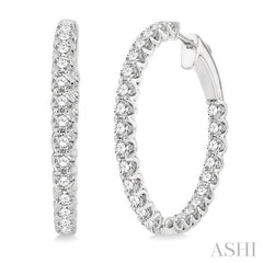 3.00 ctw Inside-Out Round Cut Diamond Hoop Earrings in 14K White Gold