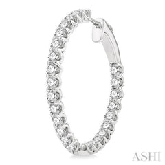 3.00 ctw Inside-Out Round Cut Diamond Hoop Earrings in 14K White Gold