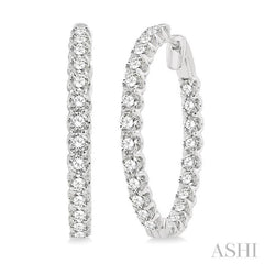 5.00 ctw Inside-Out Round Cut Diamond Hoop Earrings in 14K White Gold