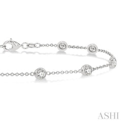 1 ctw Round Cut Diamond Circular Mount Station Bracelet in 14K White Gold