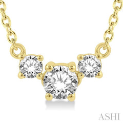 1/4 ctw Three Stone Round Cut Diamond Necklace in 14K Yellow Gold