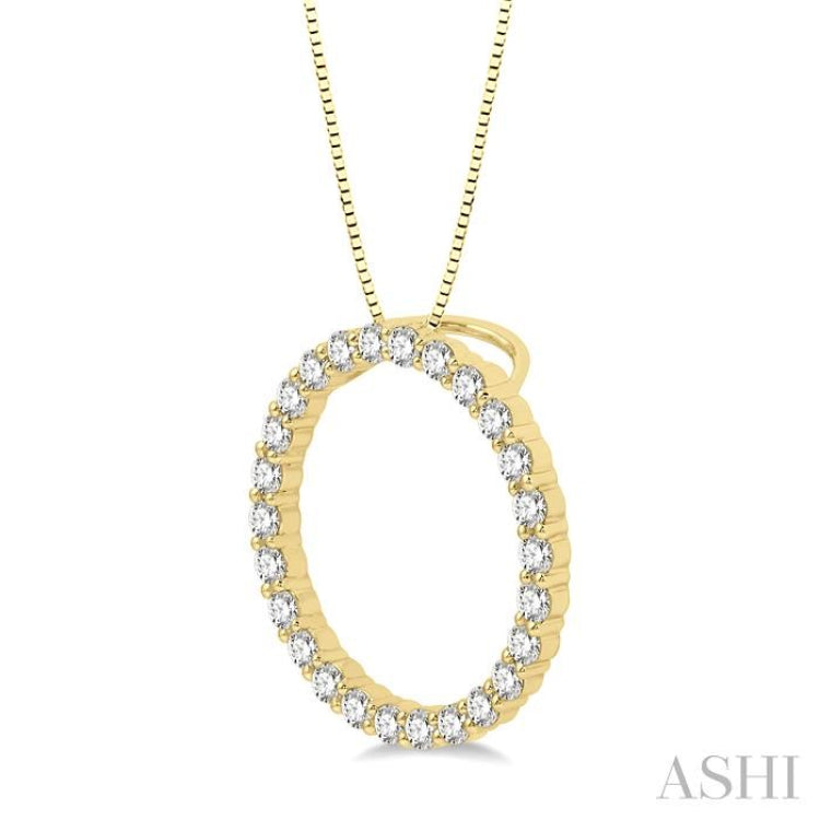 3/4 ctw Circle of Love Round Cut Diamond Pendant With Chain in 14K Yellow Gold