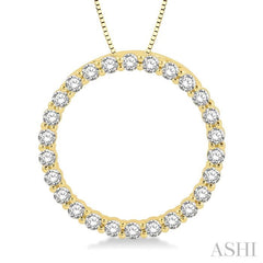 3/4 ctw Circle of Love Round Cut Diamond Pendant With Chain in 14K Yellow Gold