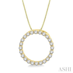 1/4 ctw Circle of Love Round Cut Diamond Pendant With Chain in 14K Yellow Gold