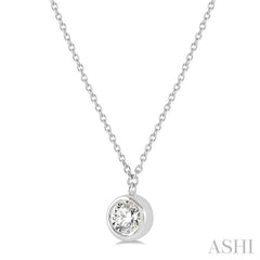 1/3 ctw Round Cut Diamond Pendant With Chain in 14K White Gold