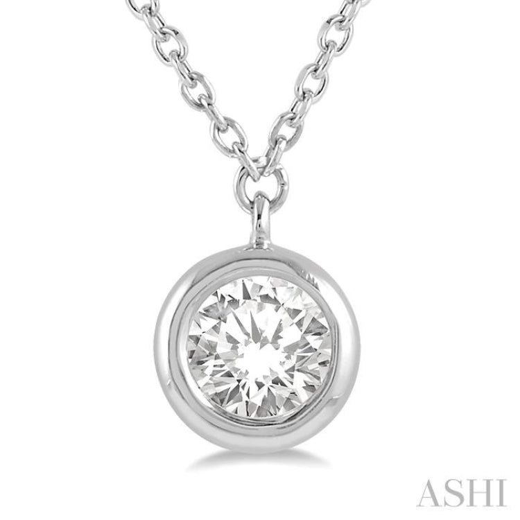 1/3 ctw Round Cut Diamond Pendant With Chain in 14K White Gold