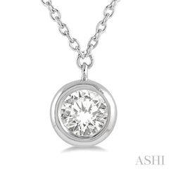 1/3 ctw Round Cut Diamond Pendant With Chain in 14K White Gold