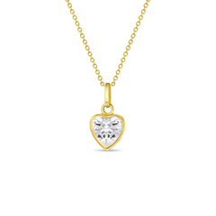 14k Glimmering Simulated Birthstone Heart Necklace