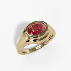 10k Yellow Gold Oval-cut Bezel Birthstone Ruby Ring