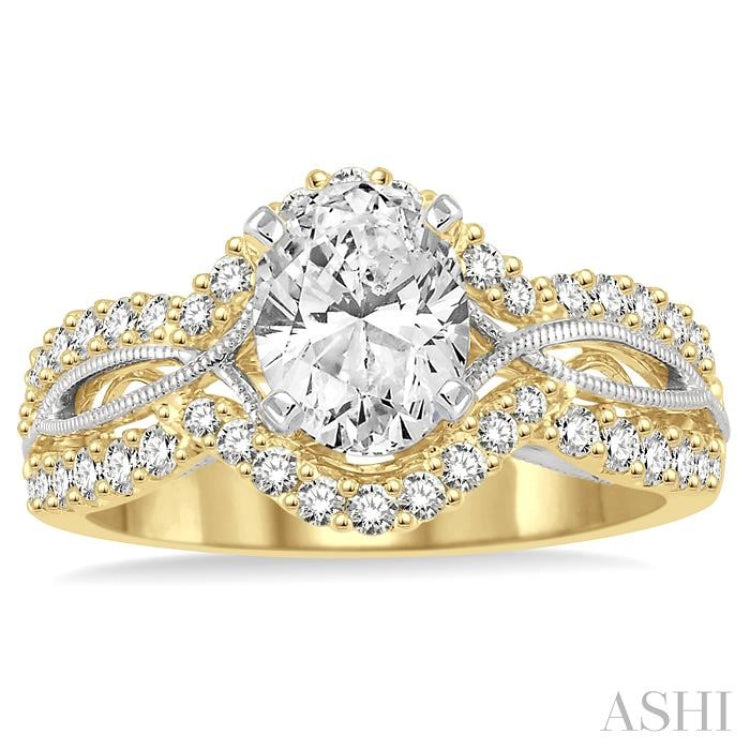 1/2 ctw Diamond Semi-Mount Engagement Ring in 14K Yellow and White Gold