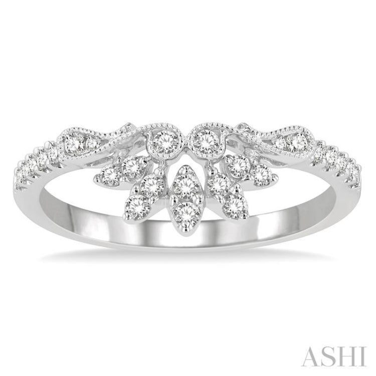 1/4 ctw 5 Marquise Mount Round Cut Diamond Curved Wedding Band in 14K White Gold