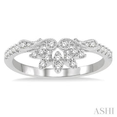 1/4 ctw 5 Marquise Mount Round Cut Diamond Curved Wedding Band in 14K White Gold