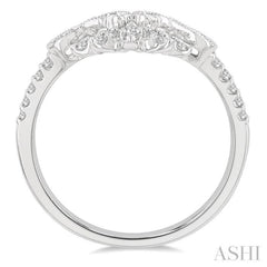 1/4 ctw 5 Marquise Mount Round Cut Diamond Curved Wedding Band in 14K White Gold