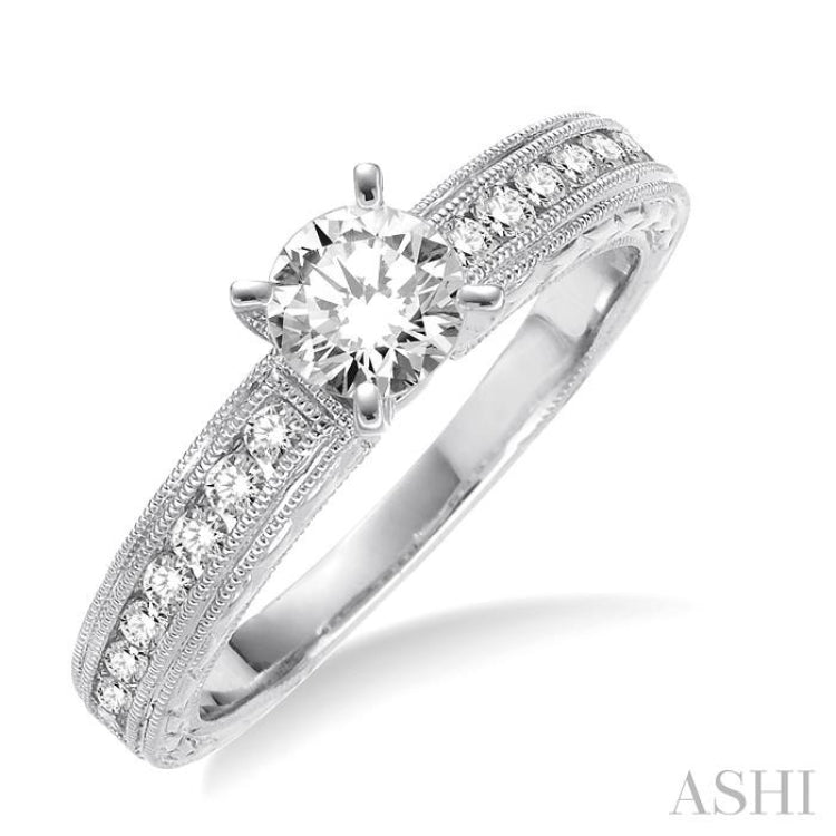 3/8 ctw Round Diamond Semi-Mount Engagement Ring in 14K White Gold