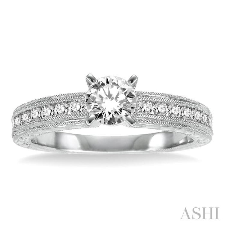 3/8 ctw Round Diamond Semi-Mount Engagement Ring in 14K White Gold