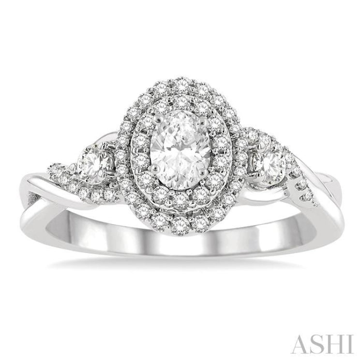 3/8 ctw Split Twisted Shank Round Cut Diamond Semi Mount Engagement Ring in 14K White Gold