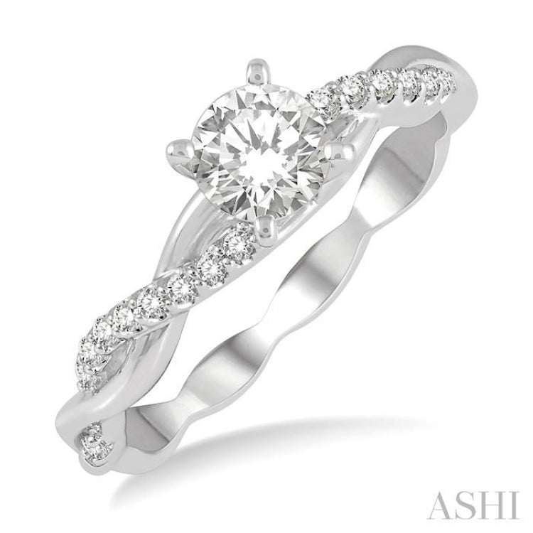 1/10 ctw Round Center Semi-Mount Diamond Engagement Ring in 14K White Gold