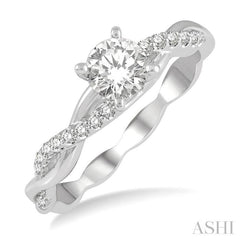 1/10 ctw Round Center Semi-Mount Diamond Engagement Ring in 14K White Gold
