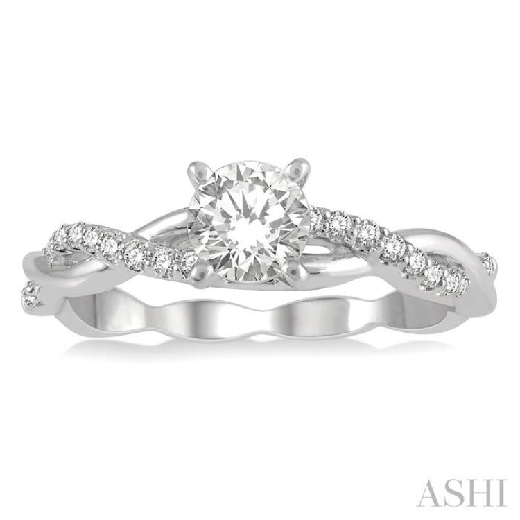 1/10 ctw Round Center Semi-Mount Diamond Engagement Ring in 14K White Gold