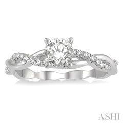 1/10 ctw Round Center Semi-Mount Diamond Engagement Ring in 14K White Gold