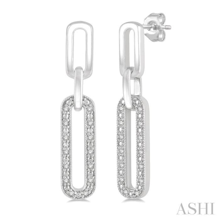 1/10 Ctw Round Cut Diamond Paperclip Earring in Sterling Silver