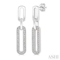 1/10 Ctw Round Cut Diamond Paperclip Earring in Sterling Silver