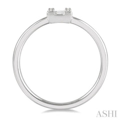 1/8 ctw Square Shape Baguette and Round Cut Diamond Petite Fashion Ring in 10K White Gold