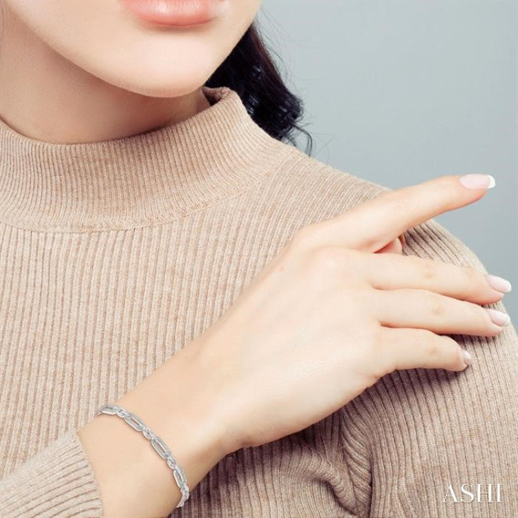 1/6 Ctw Round Cut Diamond Paperclip Bracelet in Sterling Silver