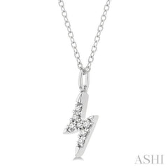 1/10 ctw Lightning Bolt Round Cut Diamond Petite Fashion Pendant With Chain in 10K White Gold