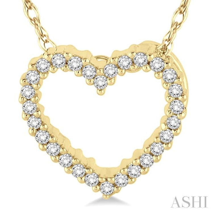 1/10 ctw Round Cut Diamond Heart Pendant in 10K Yellow Gold with Chain