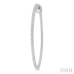 1 ctw Inside-Out Round Cut Diamond 1 1/2 Inch Hoop Earrings in 14K White Gold
