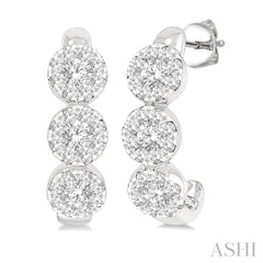 3/8 Ctw Lovebright Round Cut Diamond Half Hoop Earring in 14K White Gold